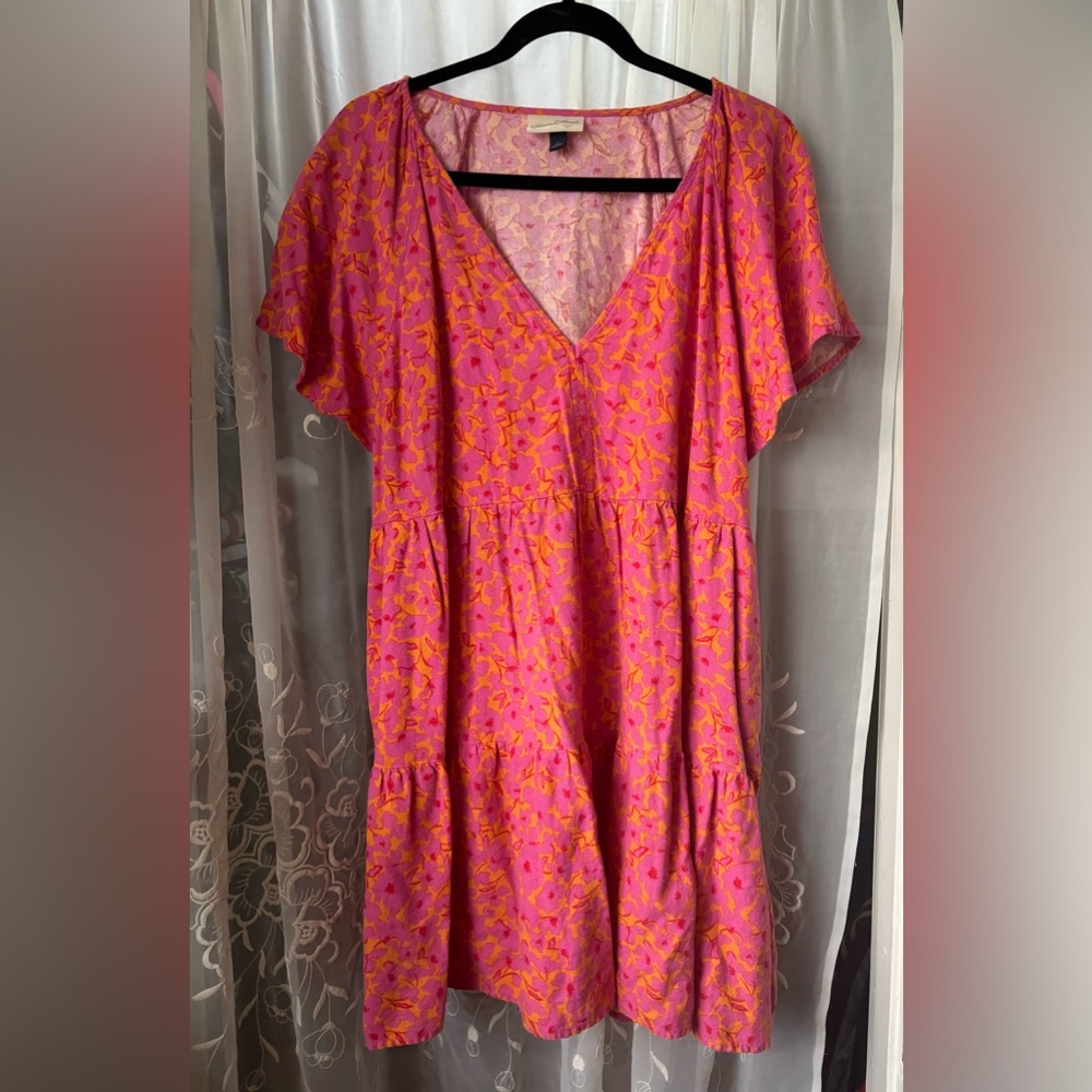 Universal Thread Pink and Orange Patterned Mini Dress